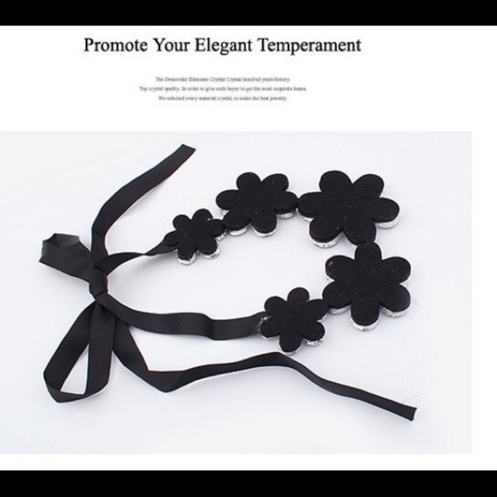 Big Rhinestone 🌼 Choker Ribbon Statement Necklace - Picture 3 of 14